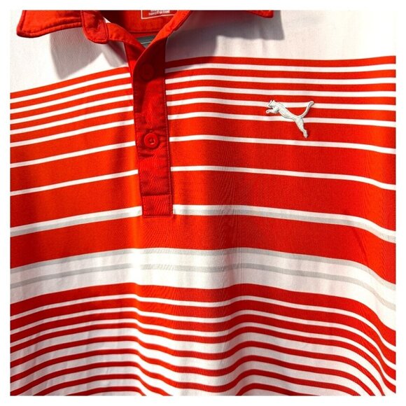 PUMA XL DRY CELL MEN'S GOLF POLO SHIRT ORANGE WHITE POLYESTER - Picture 2 of 3
